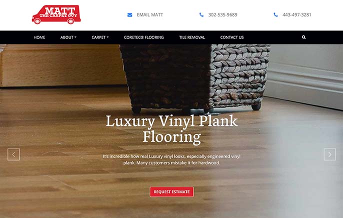 Matt The Carpet Guy - Since 2013, Bay Color has provided Website Design and hosting, Website SEO, Google Ranking, Google My Business, Graphic Design, and Facebook, Instagram, Twitter support.